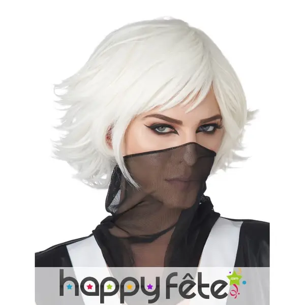 Perruque Cosplay blanche courte pour adulte