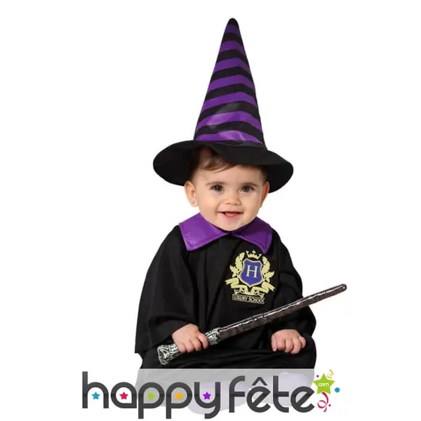 Tenue de bébé sorcière noir violet