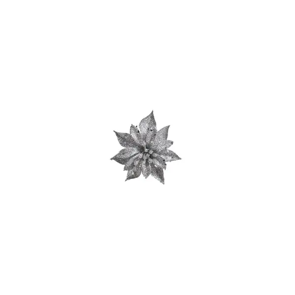 Petite rose à paillettes argentées sur clip