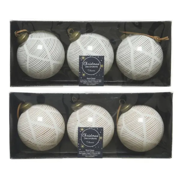 2x3 Boules blanches brillantes lignées