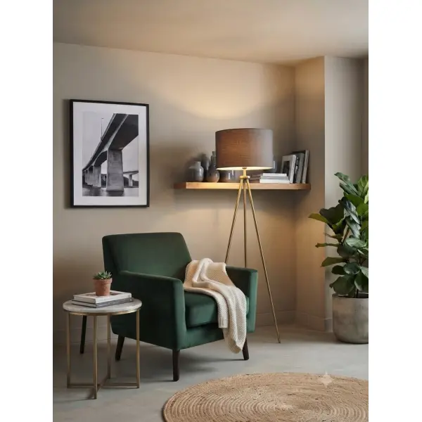 Abat-jour gris foncé effet textile – luminaire déco intérieure moderne, industriel, minimaliste et contemporain – lampe de chevet