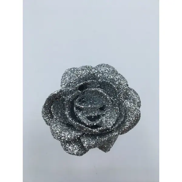 36 Roses argentées à paillettes sur pique