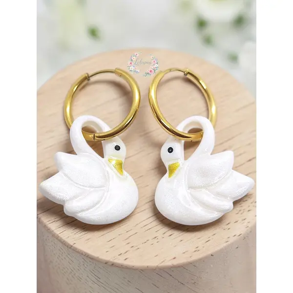 Boucles d'oreilles créoles interchangeables " swan "