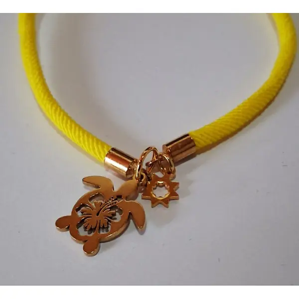 Bracelet réglable torsadé jaune " turtle "