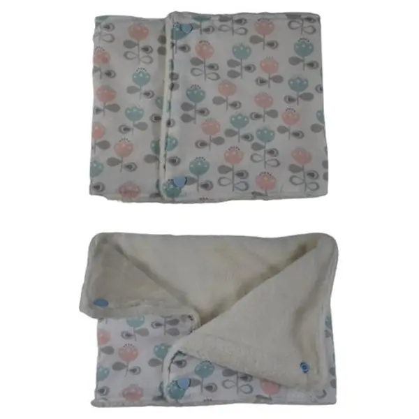 Snood fleurs grises, bleues et roses intérieur beige