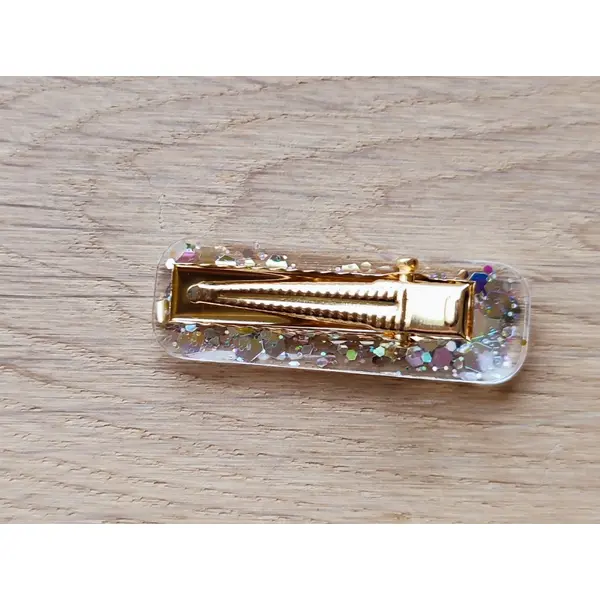 Trio de barrettes pailletées en résine - fait main