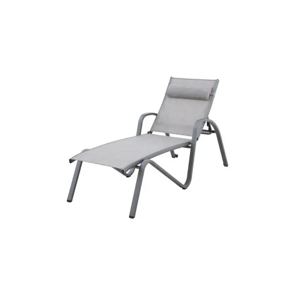 Bain de soleil OPRA, coloris gris mat/taupe argenté - 195x70xH.58cm
