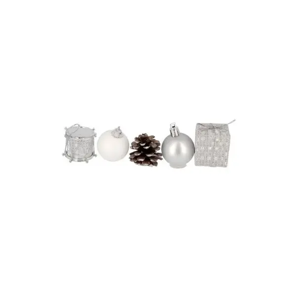 Décors de Noël sur pique assortis argent (x 5)