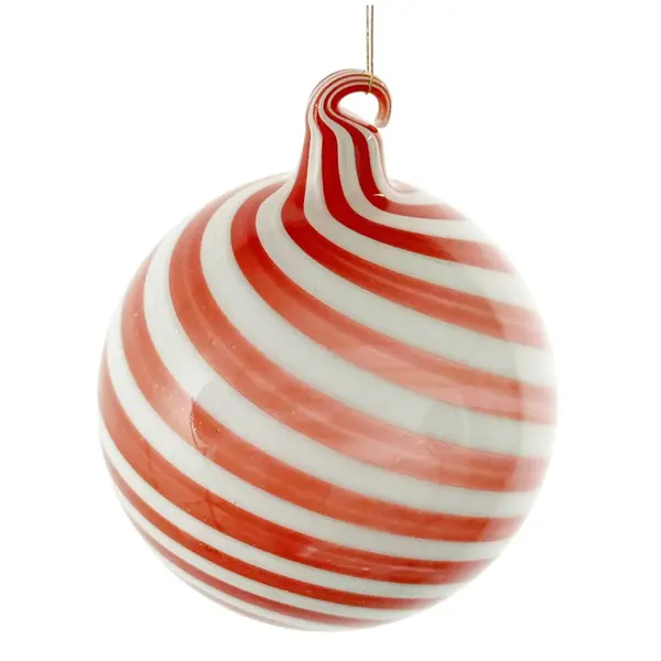 Boule en verre rouge et blanc