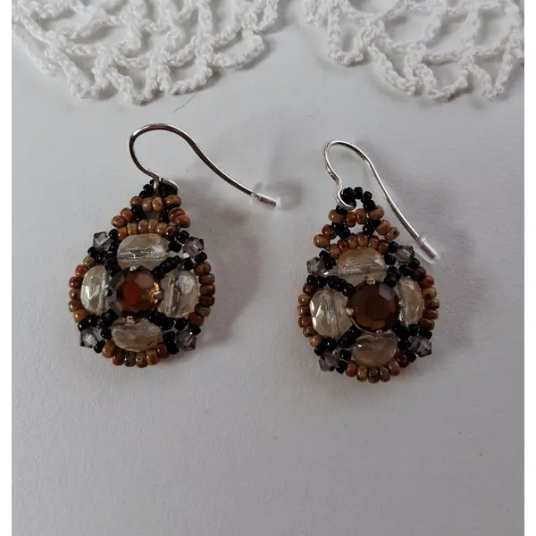 Boucles d'oreilles princesse en perles et cristal fait main