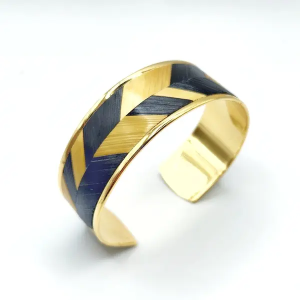 Bracelet en marqueterie de paille de seigle de bourgogne - bijou unique en laiton doré a l'or fin – fait main – cadeau original