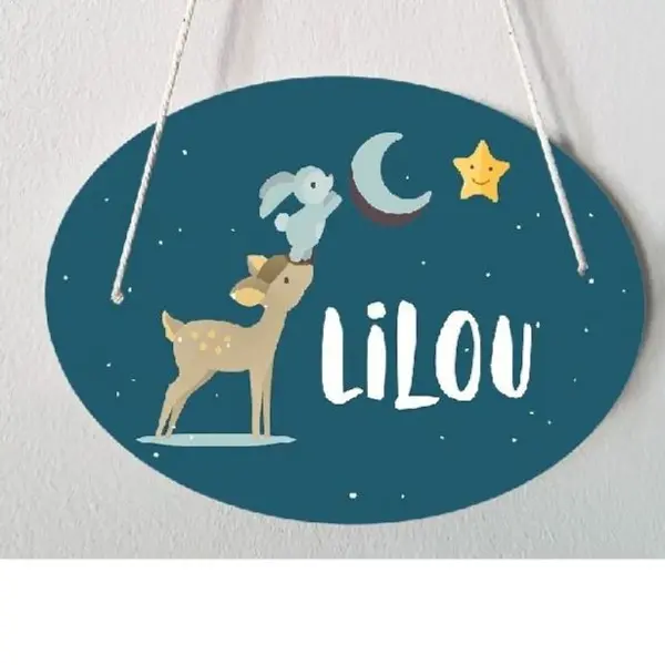 Plaque de porte chambre d'enfant personnalisable - Cerf