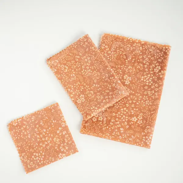 Bee wrap amarante - emballage alimentaire - lot de 3