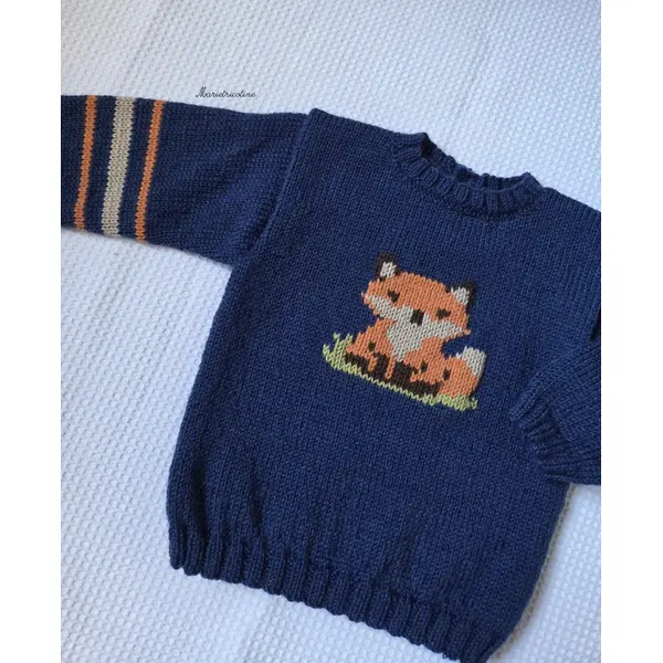 Pull bébé 18 mois tricoté main en laine bergère de france