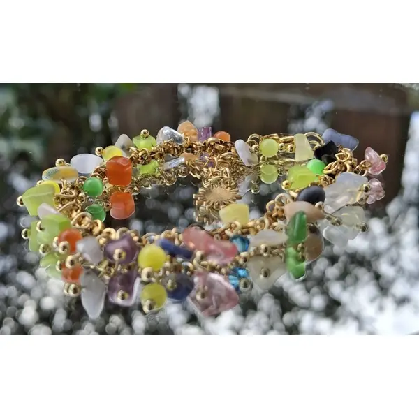 Bracelet "odyssée solaire" – acier inoxydable & cascade de pierres naturelles