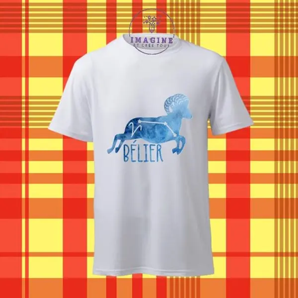 T-shirt personnalisé pour homme - ras du cou - sublimation - impression infusible ink - signe du bélier - astrologie - galaxie - horoscope