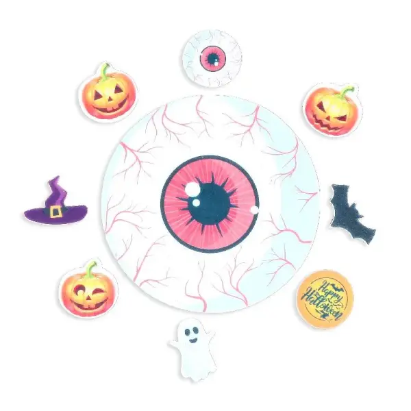 Décors en azyme assortis thème œil d'Halloween