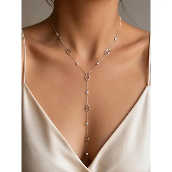Collier sautoir mailles marines et cristaux de verre - collier y acier inoxydable doré ou argenté– collier lasso grain de cafés- idée cadeau