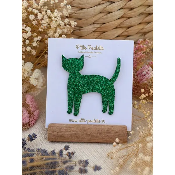 Broche chat pailletée– bijou fantaisie – accessoire veste pull – création artisanale française