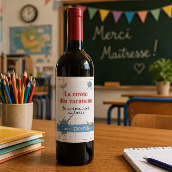 Etiquette bouteille vin Maitre / maitresse /nounou /atsem...