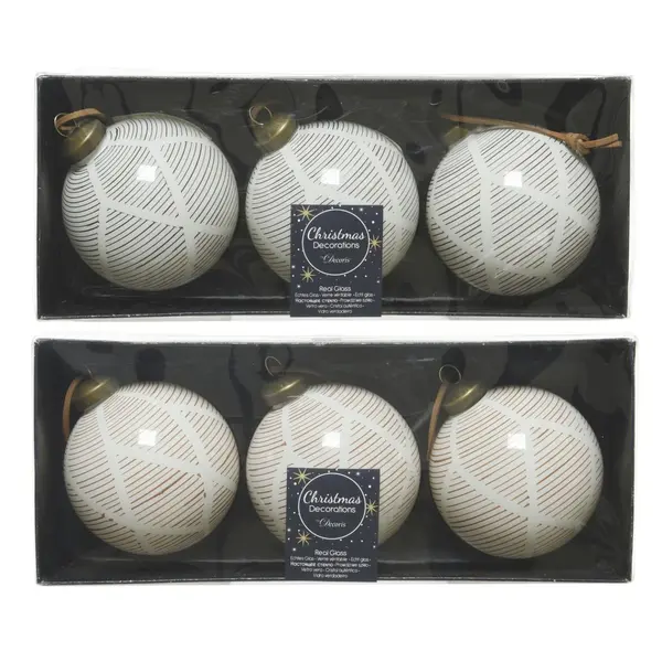 2x3 Boules blanches brillantes lignées