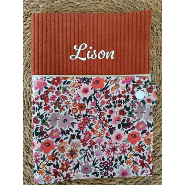 Protège carnet de santé personnalisé en velours côtelé et coton, cadeau de naissance fille garçon , accessoire bébé