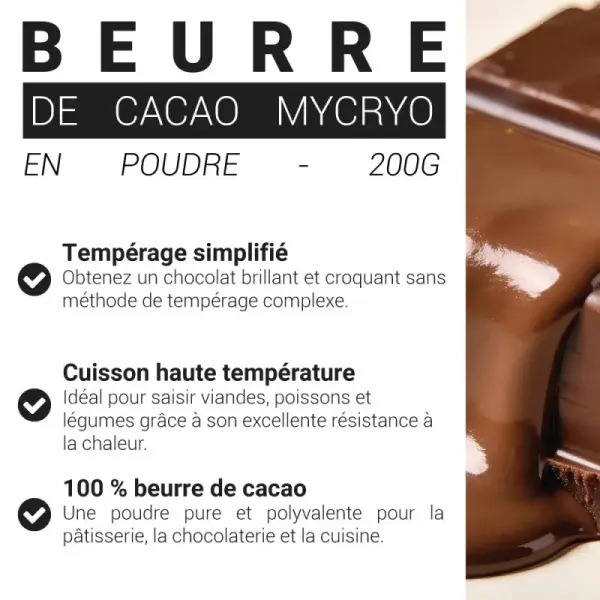 Beurre de cacao Mycryo en poudre - 200g