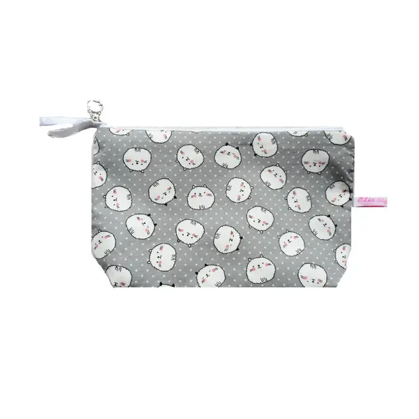 Trousse chats en boule blancs et pois, pochette de rangement, trousse femme homme, accessoire cadeau chat