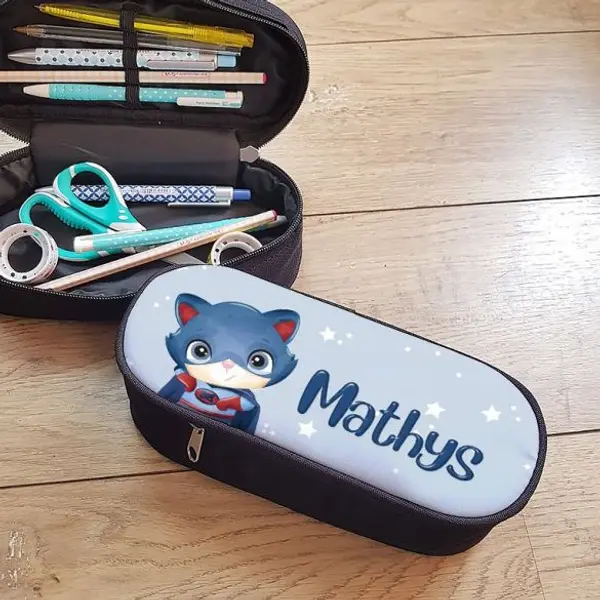 Trousse à crayons personnalisable Super chat héros