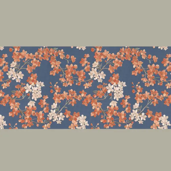 Abat-jour floral bleu marine fleurs blanches terracotta – suspension chic, déco romantique, bohème & élégante