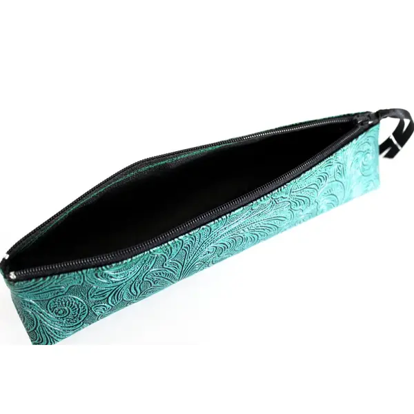 Trousse pour brosse à dents et dentifrice simili verte et noire