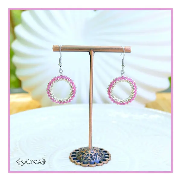 Boucles d'oreilles anneaux tissés à l'aiguille perles de verre japonaises crochets ou dormeuses acier inoxydable (#bo995)