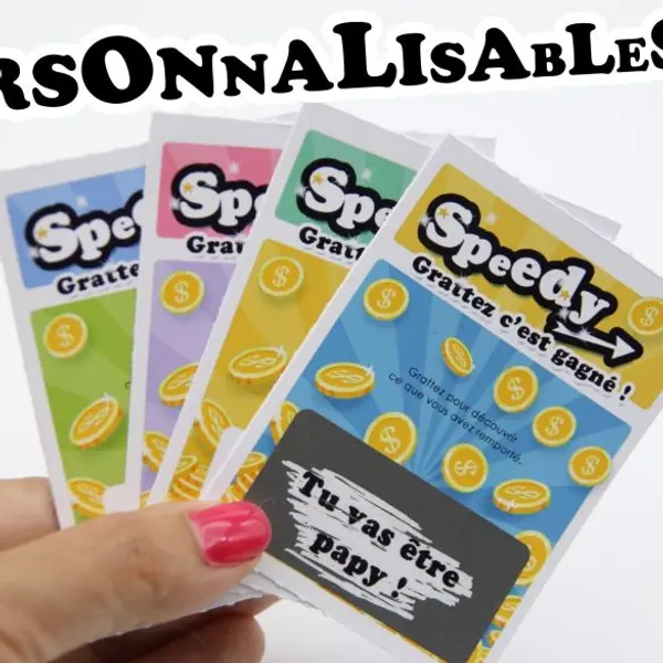 Ticket jeu à gratter "Speedy" avec message de votre choix|annonce grossesse