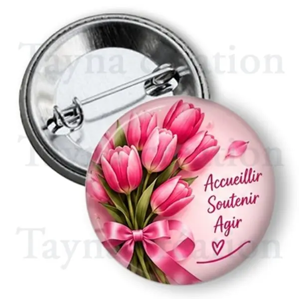 Badge octobre rose, 3 tailles