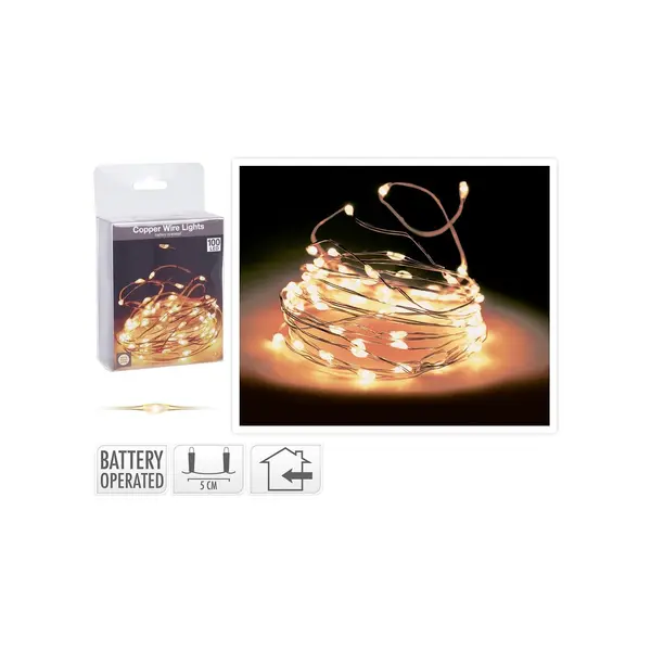 Guirlande 100 microled, blanc EXTRA chaud