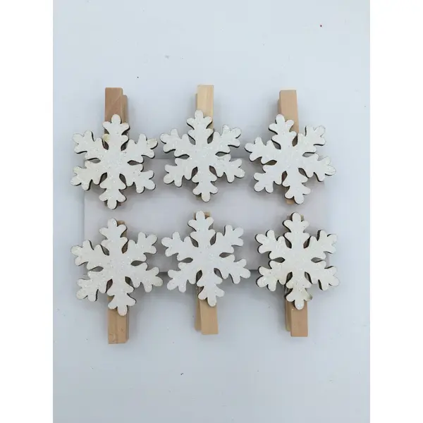 Lot de 6 pinces flocon blanc