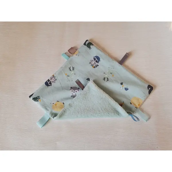 Doudou plat carré coton motifs animaux
