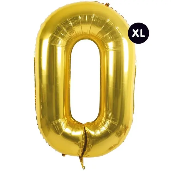 Ballon aluminium chiffre "0" doré, haut. 86 cm