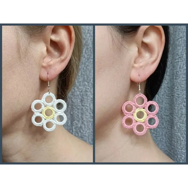 Boucles d'oreilles fleur au crochet fait main, marguerite couleur au choix, bijou bohème léger, cadeau femme, vendues par paire