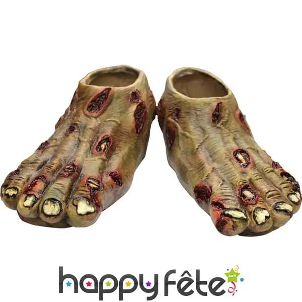 Paire de Pieds verts de zombie en latex