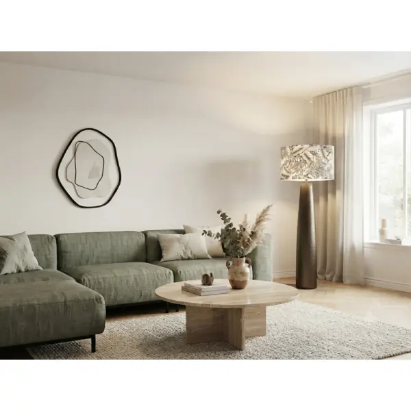 Abat-jour fleurs noir blanc doré – suspension chic, déco art déco, végétale & élégante