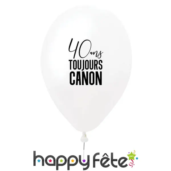 Ballon 40 ans toujours canon blanc en latex, 27 cm