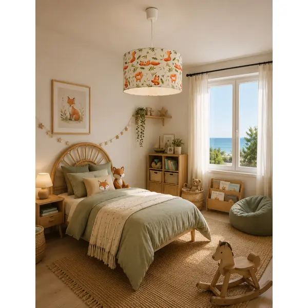 Abat-jour enfant renards – chambre bébé & enfant, déco forêt nature, bohème scandinave, cadeau naissance