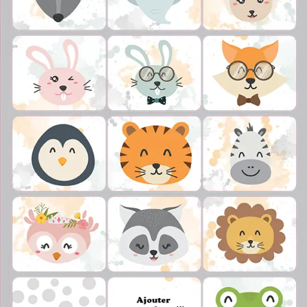 Jeu de mémoire modèle animaux personnalisé avec photo & prénom de l'enfant (30 pièces)