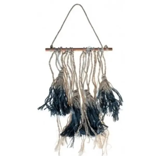 Mini Tenture décorative à Tassels - Ivoire et Bleu