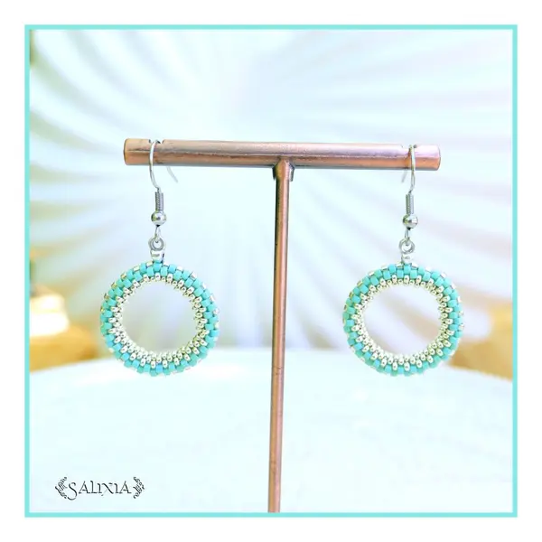 Boucles d'oreilles anneaux tissés à l'aiguille perles de verre japonaises crochets ou dormeuses acier inoxydable (#bo996)