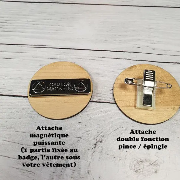 Badge métier rond à personnaliser gravé en bois