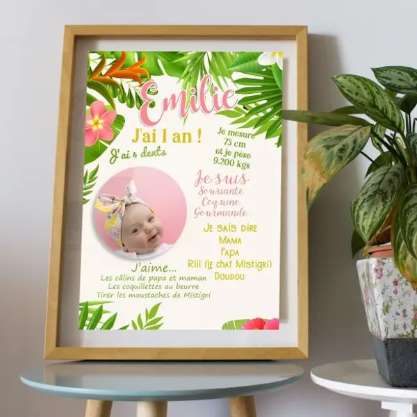 Affiche souvenir de 1 er anniversaire Tropical