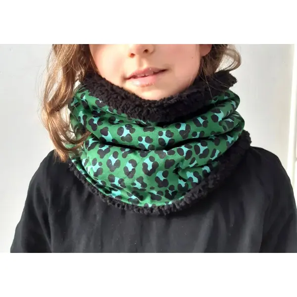 Snood enfant tour de cou jersey bio vert imprimé léopard snood fille garçon