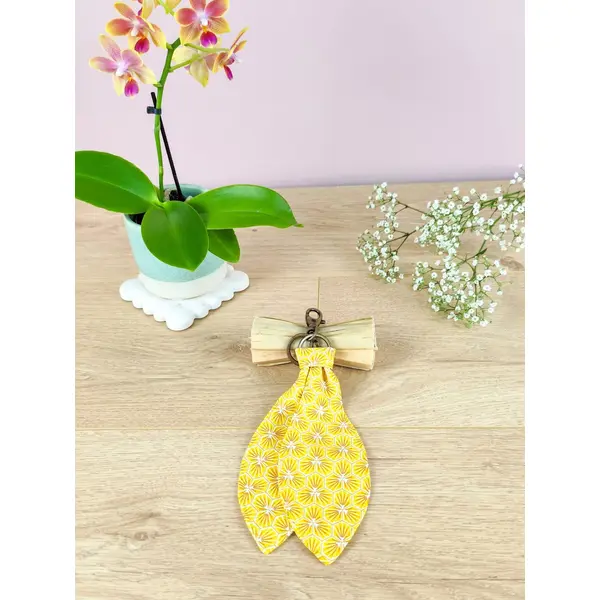 Porte-clé / bijou de sac en tissu "riad" jaune